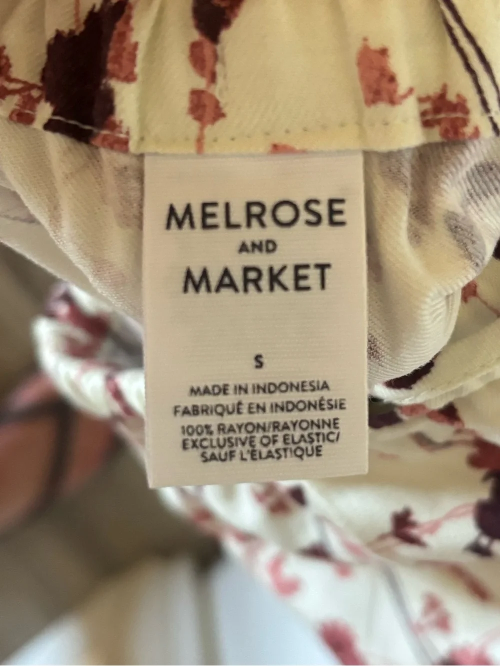 Melrose and Market White Maxi Skirt with Burgundy Floral